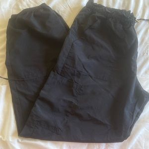 Women’s black cargo joggers.